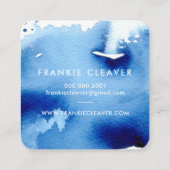 モダンHELLO SCRIPT水芸術品を気取った色スプラッシュブルー スクエア名刺 (裏面)