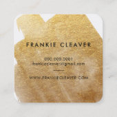 モダンHELLO SCRIPT LUXE金ゴールドブラシストローク スクエア名刺 (裏面)