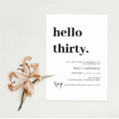 モダンHello Thirty 30 Birthday Party Invitation 招待状