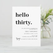 モダンHello Thirty 30 Birthday Party Invitation 招待状 (スタンド正面)