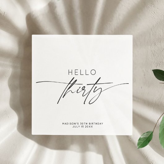 モダンHello Thirty 30th Birthdayパーティースクリプト スタンダードカクテルナプキン