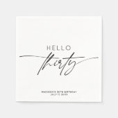 モダンHello Thirty 30th Birthdayパーティースクリプト スタンダードカクテルナプキン (正面)