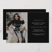 モダンHello Thirty Birthday Partyフォトスクリプト 招待状 (正面/裏面)