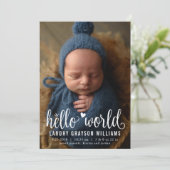 モダンHello Worldフォト誕生状態 案内状 (スタンド正面)