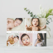 モダンHello Worldベビーフォトグリッド 招待状 (スタンド正面)