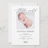 モダンHello Worldベビー誕生発表カード 案内状 (正面)