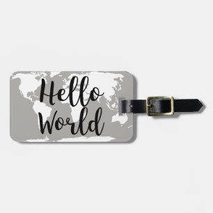 モダンHello World Mapシルエット ラゲッジタグ