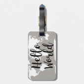 モダンHello World Mapシルエット ラゲッジタグ (裏面縦)