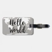 モダンHello World Mapシルエット ラゲッジタグ (裏面横)