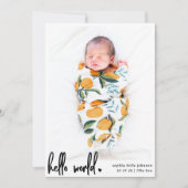 モダンHello World Scriptフォト生まれたばかりの誕生 案内状 (正面)