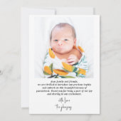 モダンHello World Scriptフォト生まれたばかりの誕生 案内状 (裏面)