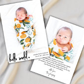 モダンHello World Scriptフォト生まれたばかりの誕生 案内状