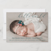 モダンHello World Scriptベビー誕生発表 案内状 (正面)