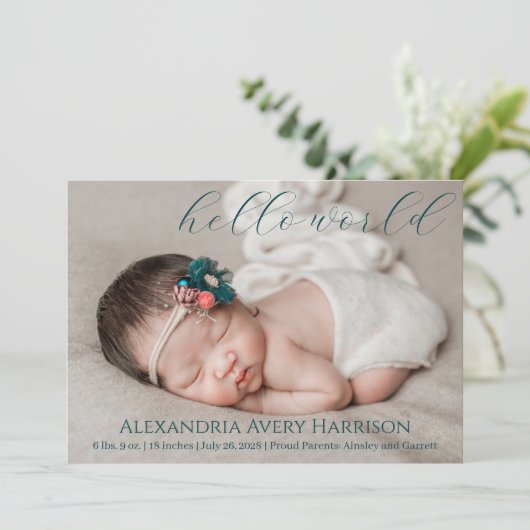 モダンHello World Scriptベビー誕生発表 案内状 (スタンド正面)