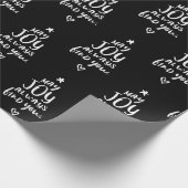 モダンHOLIDAYかわいい引用文ブラッククリスマスツリー ラッピングペーパー (角)