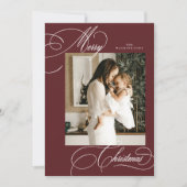 モダンHoliday Script Merry Christmasフォトカード シーズンカード (正面)