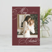 モダンHoliday Script Merry Christmasフォトカード シーズンカード (スタンド正面)