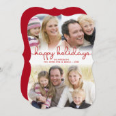 モダンHolidays Hand Lettered Scriptフラットフォト シーズンカード (正面/裏面)