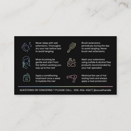 モダンHolographic Hair Extensions After  Card 名刺 (裏面)