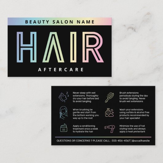 モダンHolographic Hair Extensions After  Card 名刺 (正面/裏面)