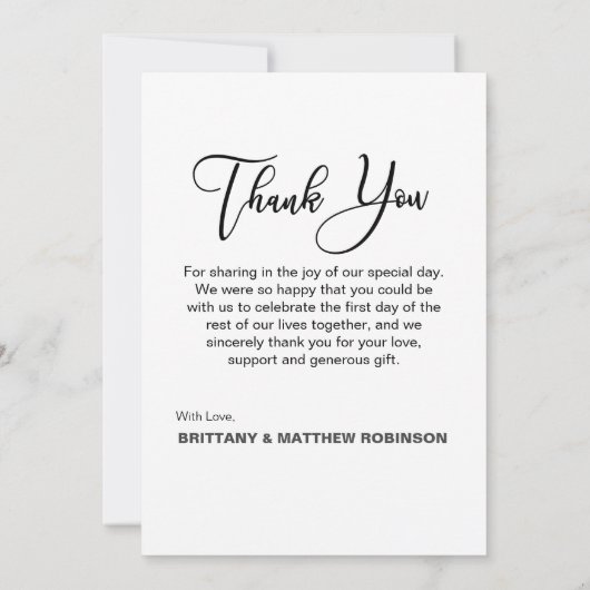 モダンHoneymoonの結婚写真ありがとう カード (裏面)