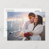 モダンHoneymoonの結婚写真ありがとう ポストカード (正面/裏面)