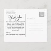 モダンHoneymoonの結婚写真ありがとう ポストカード (裏面)