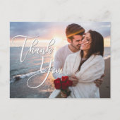 モダンHoneymoonの結婚写真ありがとう ポストカード (正面)