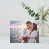 モダンHoneymoonの結婚写真ありがとう ポストカード (スタンド正面)