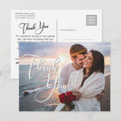 モダンHoneymoonの結婚写真ありがとう ポストカード (正面/裏面)