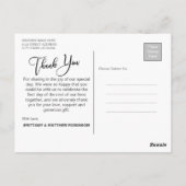 モダンHoneymoonの結婚写真ありがとう ポストカード (裏面)