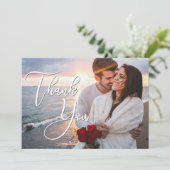 モダンHoneymoonの結婚2写真ありがとう カード (スタンド正面)