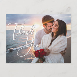 モダンHoneymoonの結婚2写真ありがとう ポストカード