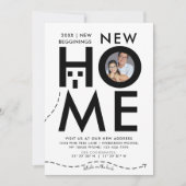 モダンHouse Black And White New Addressマップ 招待状 (正面)