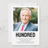 モダンHUNDRED 写真 100歳の誕生日パーティー 招待状 (正面)