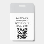 モダンIDカード | ミニマルなビジネス従業員QR バッジ (裏面)