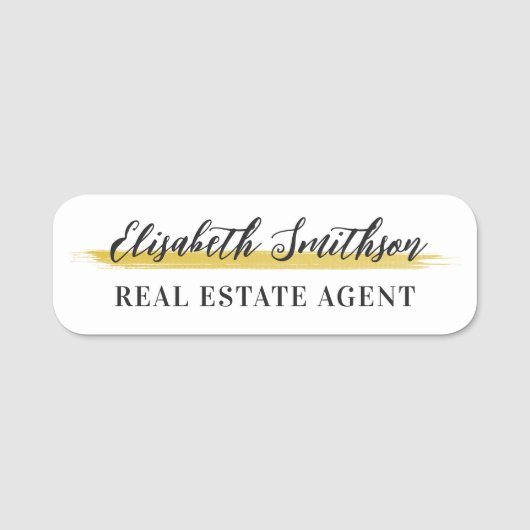 モダンIDミニマルバパーソナライズされたッテンプレート 名札 (正面)