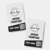 モダンIDミニマルQRコードカスタムロゴ バッジ (正面＆裏面)