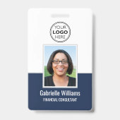 モダンID写真 従業員QRセキュリティ ブルーネイビー バッジ (表面)