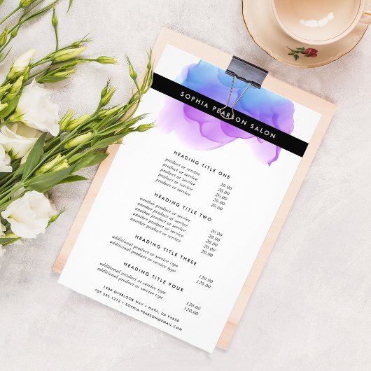 モダンIndigo Water Color Pricing & Services チラシ