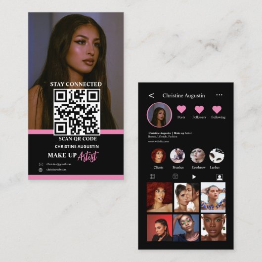 モダンInstagramメイクアップアーティスト美しいアーティストヘア コーリングカード (正面/裏面)