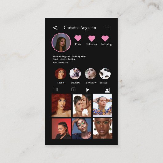 モダンInstagramメイクアップアーティスト美しいアーティストヘア コーリングカード (裏面)