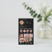 モダンInstagram QRコード&ソーシャルメディア ピンクグリッター 名刺 (スタンド正面)