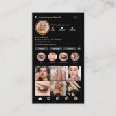 モダンInstagram QRコード&ソーシャルメディア ピンクグリッター 名刺 (正面)