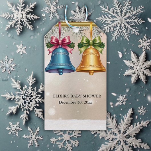 モダンJingle Bellsクリスマス飾りベビーシャワー ギフトタグ