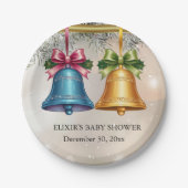 モダンJingle Bellsクリスマス飾りベビーシャワー ペーパープレート (正面)