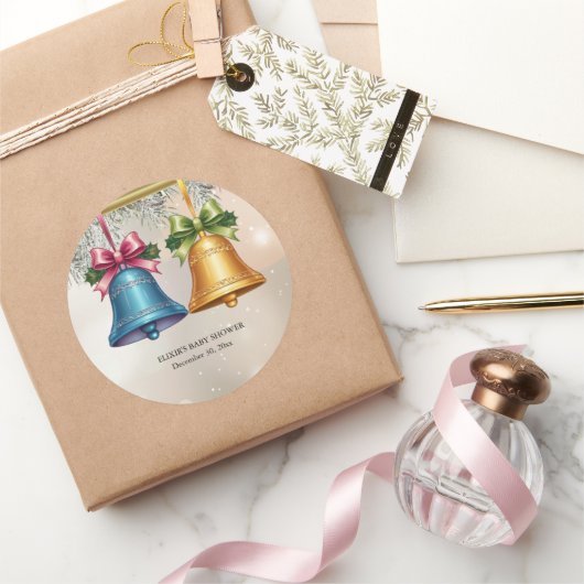 モダンJingle Bellsクリスマス飾りベビーシャワー ラウンドシール (ギフト)
