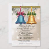 モダンJingle Bellsクリスマス飾りベビーシャワー 招待状 (正面)