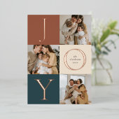 モダンJOYストライプ Neutralホリデーフォト 箔シーズンカード (立ち正面)