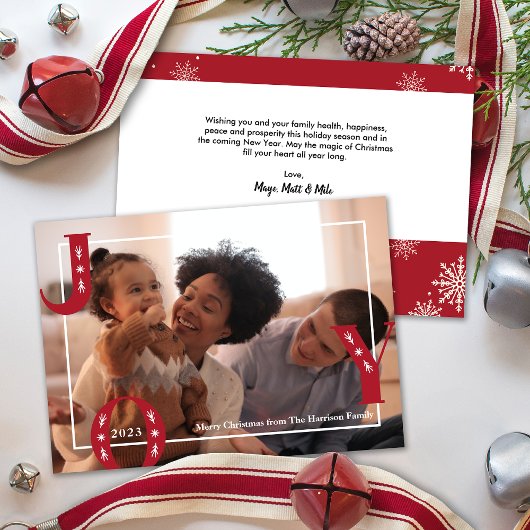 モダンJOY Christmas Family Photo シーズンカード